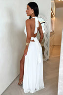 Karina | Women's Maxi Dress Halter Neck Satin Summer Wedding Guest