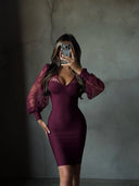 Kate | Women's Midi Dress Bodycon Lace Summer Cocktail Party