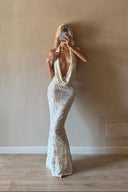 Kim | Women's Maxi Dress Halter Neck Sequin Summer Wedding Guest
