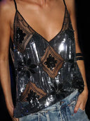 Klara | Women's Top V-Neck Sequin Summer Going Out
