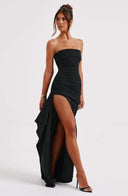 Kristin | Women's Maxi Dress Strapless Satin Summer Wedding Guest