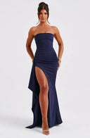 Kristin | Women's Maxi Dress Strapless Satin Summer Wedding Guest