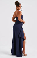 Kristin | Women's Maxi Dress Strapless Satin Summer Wedding Guest