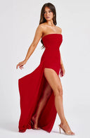 Kristin | Women's Maxi Dress Strapless Satin Summer Wedding Guest