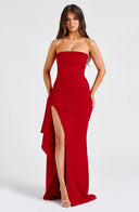 Kristin | Women's Maxi Dress Strapless Satin Summer Wedding Guest