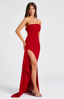 Kristin | Women's Maxi Dress Strapless Satin Summer Wedding Guest
