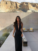 Lilith | Women's Maxi Dress Halter Neck Satin Summer Wedding Guest