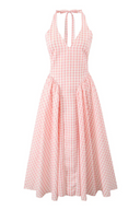 Liora | Women's Midi Dress Halter Neck Satin Summer Wedding Guest