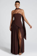 Lucinda | Women's Maxi Dress Strapless Satin Summer Wedding Guest