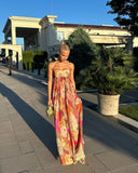 Maelynn | Women's Maxi Dress Strapless Satin Summer Wedding Guest