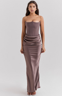 Maisy | Women's Maxi Dress Corset Satin Summer Wedding Guest