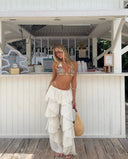 Marley | Women's Pants Ruffle Satin Summer Party