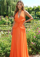 Marlowe | Women's Maxi Dress Halter Neck Satin Summer Wedding Guest