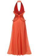 Marlowe | Women's Maxi Dress Halter Neck Satin Summer Wedding Guest