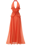 Marlowe | Women's Maxi Dress Halter Neck Satin Summer Wedding Guest