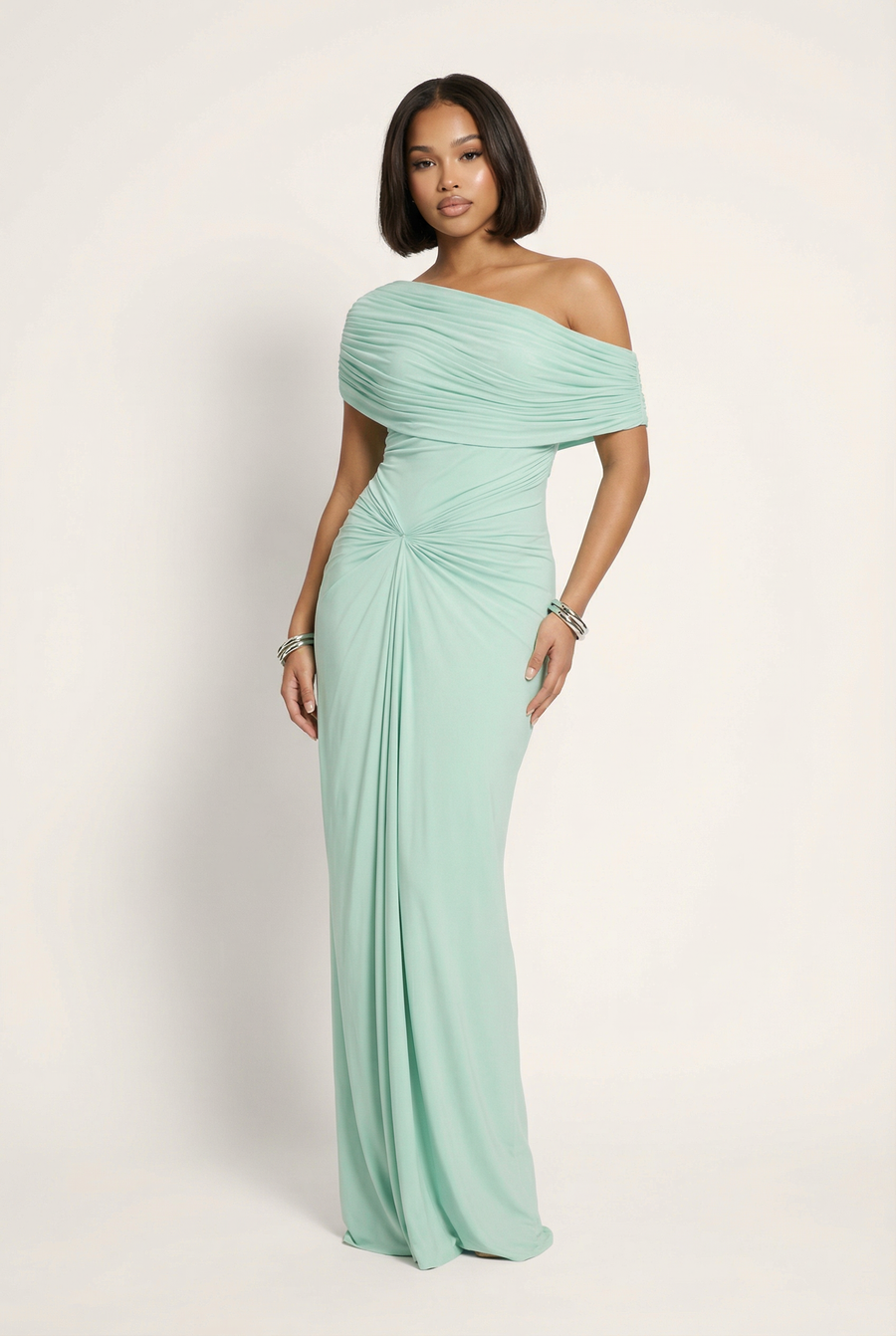 Melanie | Women's Maxi Dress Ruched Satin Summer Wedding Guest