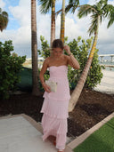 Odessa | Women's Maxi Dress Strapless Satin Summer Wedding Guest