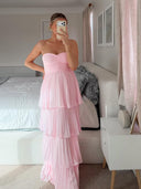Odessa | Women's Maxi Dress Strapless Satin Summer Wedding Guest