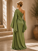 Paisley | Women's Maxi Dress One Shoulder Satin Summer Wedding Guest