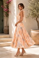 Phillipa | Women's Midi Dress Halter Neck Satin Summer Wedding Guest