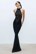 Rayna | Women's Maxi Dress Halter Neck Lace Summer Formal Evening