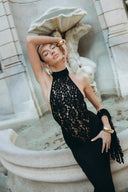 Rayna | Women's Maxi Dress Halter Neck Lace Summer Formal Evening
