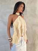 Sabrina | Women's Top Halter Neck Chiffon Summer Party