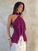 Sabrina | Women's Top Halter Neck Chiffon Summer Party