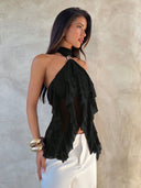 Sabrina | Women's Top Halter Neck Chiffon Summer Party