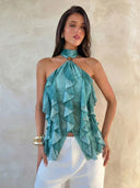Sabrina | Women's Top Halter Neck Chiffon Summer Party