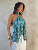 Sabrina | Women's Top Halter Neck Chiffon Summer Party