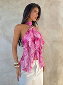 Sabrina | Women's Top Halter Neck Chiffon Summer Party