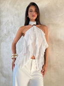 Sabrina | Women's Top Halter Neck Chiffon Summer Party