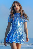 Sadie | Women's Mini Dress High Neck Sequin Summer Party