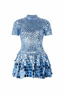 Sadie | Women's Mini Dress High Neck Sequin Summer Party