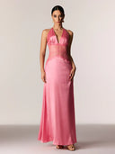 Selene | Women's Maxi Dress Halter Neck Lace Summer Wedding Guest