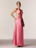 Selene | Women's Maxi Dress Halter Neck Lace Summer Wedding Guest