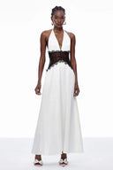 Selene | Women's Maxi Dress Halter Neck Lace Summer Wedding Guest