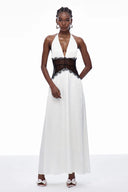 Selene | Women's Maxi Dress Halter Neck Lace Summer Wedding Guest
