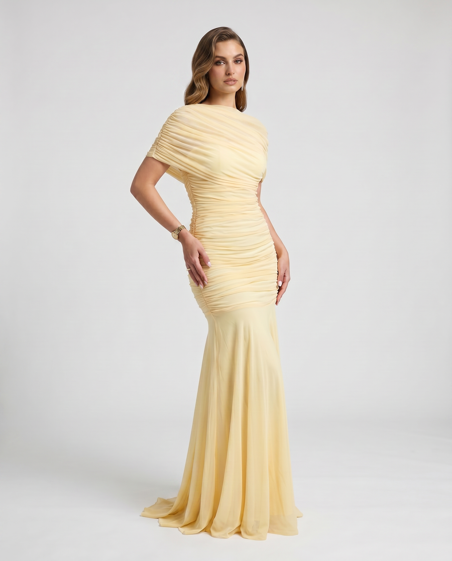Shelby | Women's Maxi Dress Ruched Satin Summer Wedding Guest