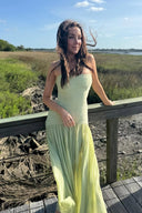 Skyla | Women's Maxi Dress Strapless Satin Summer Wedding Guest
