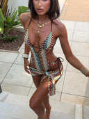 Sol | Women's One Piece Swimsuit Halter Neck Crochet Beach Holiday