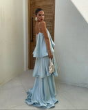 Stevie | Women's Maxi Dress Ruffle Satin Summer Wedding Guest