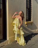 Stevie | Women's Maxi Dress Ruffle Satin Summer Wedding Guest