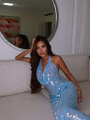 Suzy | Women's Maxi Dress Halter Neck Sequin Summer Wedding Guest
