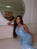 Suzy | Women's Maxi Dress Halter Neck Sequin Summer Wedding Guest