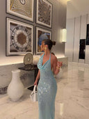 Suzy | Women's Maxi Dress Halter Neck Sequin Summer Wedding Guest