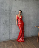 Veronica | Women's Maxi Dress V-Neck Sequin Summer Wedding Guest
