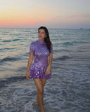 Violet | Women's Mini Dress High Neck Sequin Summer Party