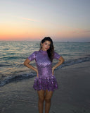 Violet | Women's Mini Dress High Neck Sequin Summer Party